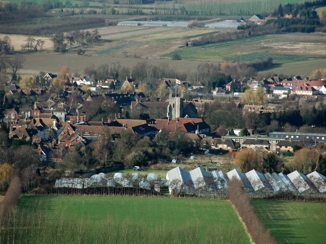 Panorama of Wye village seen from Wye Crown on the Kent Downs
